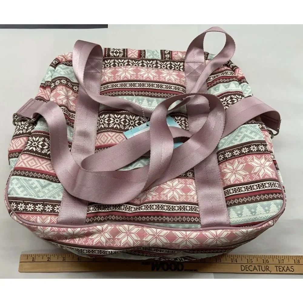 Isaac Mizrahi Tote-Duffle-Carryon-Baby-Overnight Bag-Crossb-Strap-Fair Isle-Gift